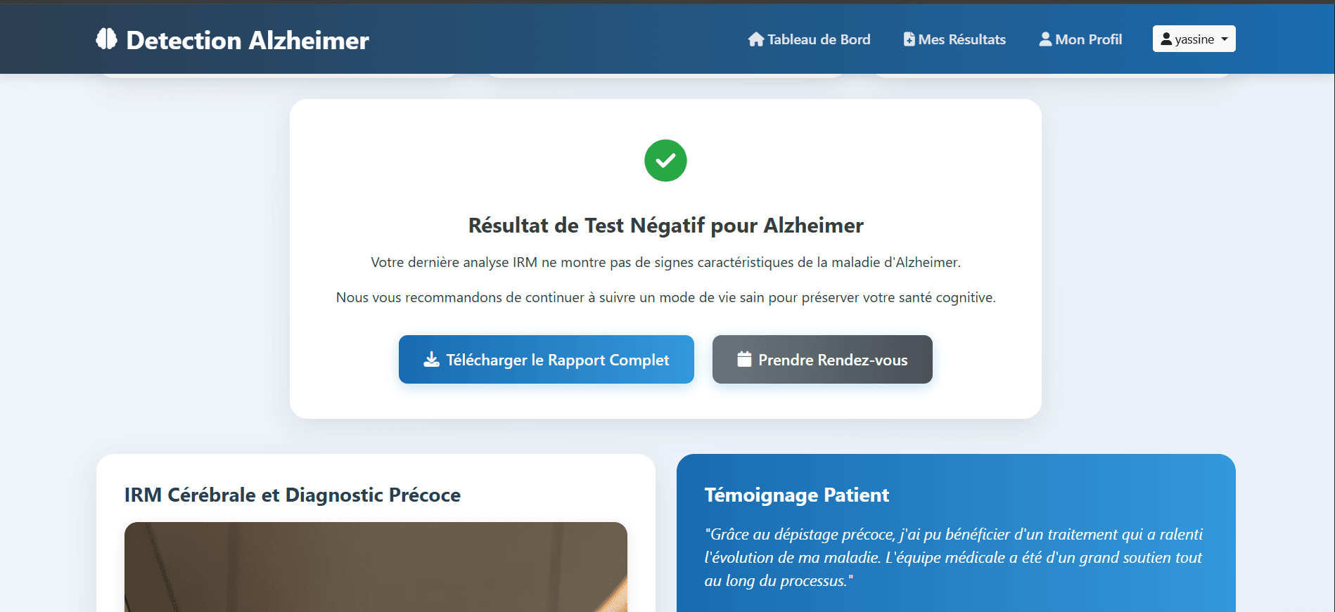 Prediction results report