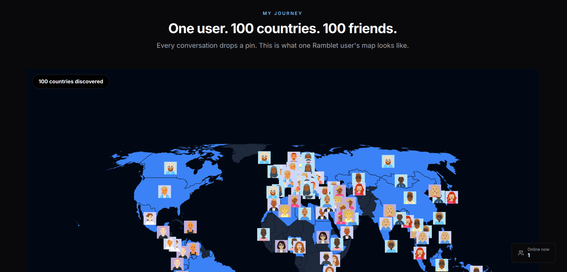 Map view of connections around the world