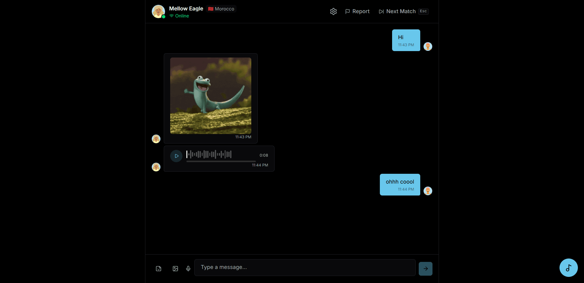 Conversation after two people match