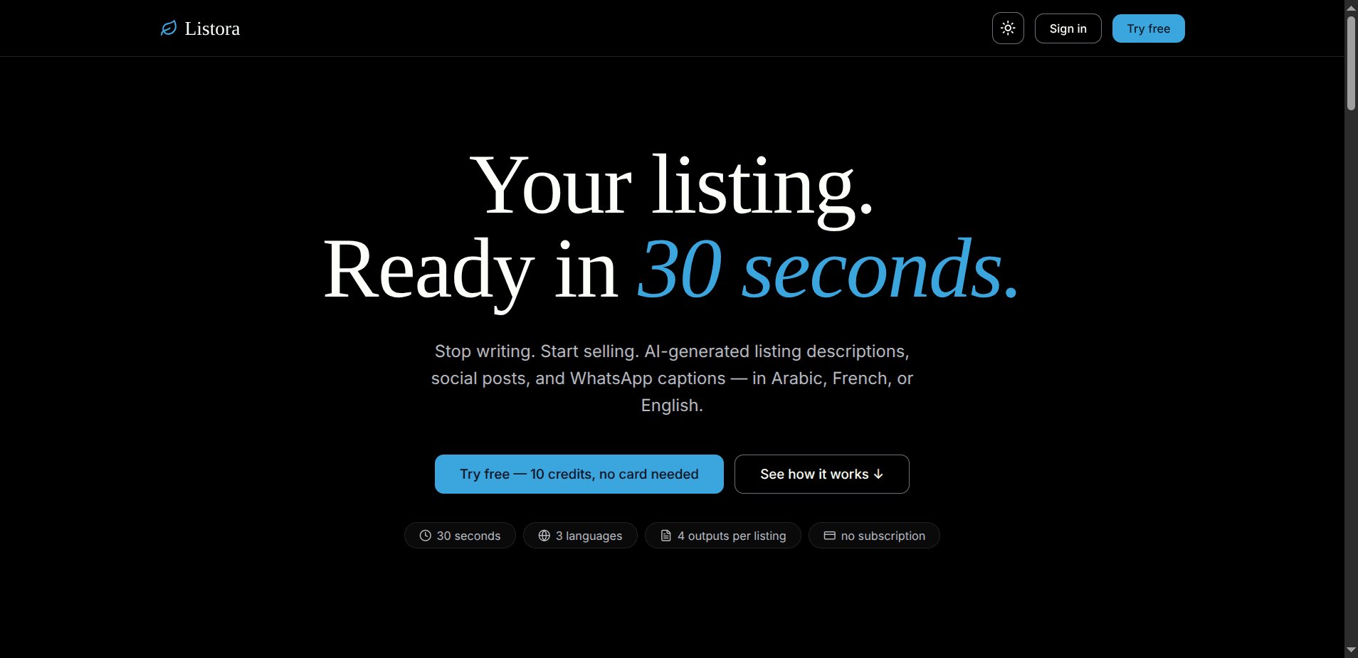 Listora: Listora property-listing generator